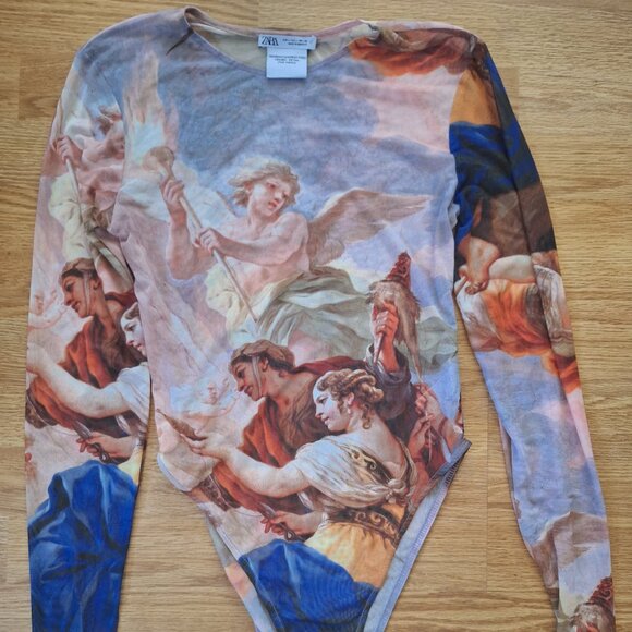 NWOT Printed mesh long sleeve bodysuit - Picture 2 of 7
